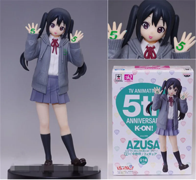 18 см Новый K on! Hirasawa Yui Akiyama Mio Tainaka Ritsu Kotobuki Tsumugi Адзуса Накано 5 й юбилей ПВХ фигурка