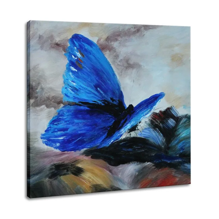 Modern Home Decor Hand Painted Blue Butterfly Hand Painting