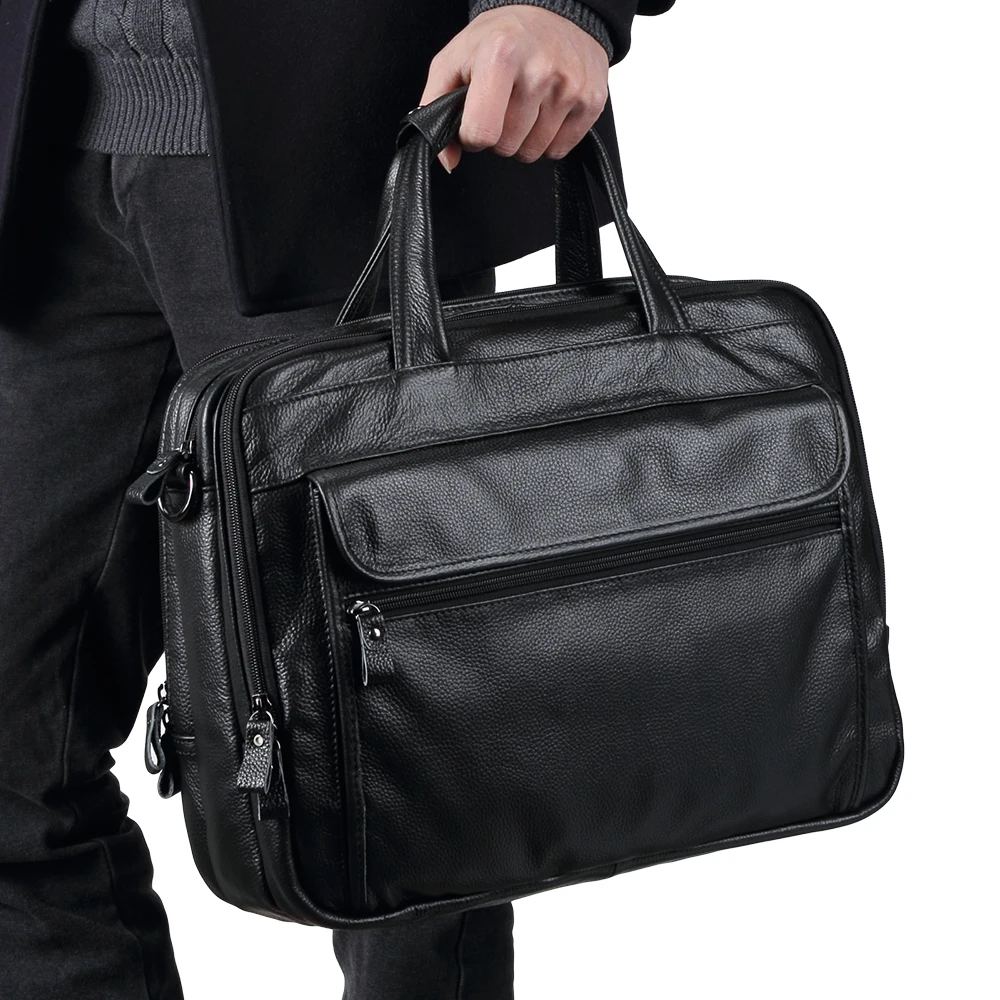 Fashion Genuine Leather Men A4 Office Bag Handbag Business