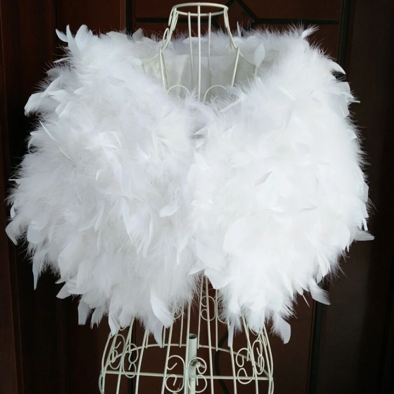 

2019 ostrich feather fur shawl fur small waistcoat the bride wedding wrap dress marriage female