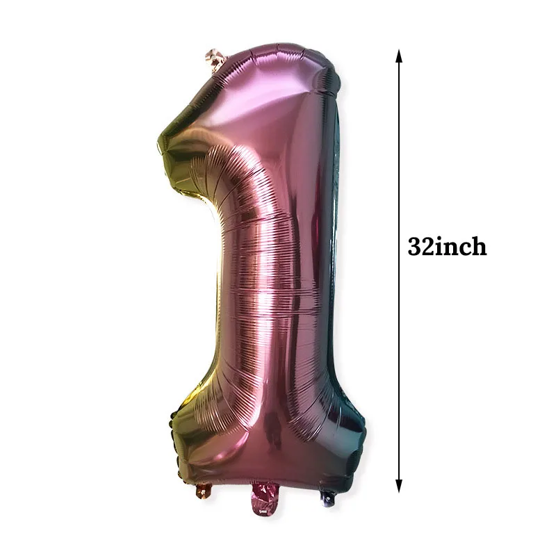 1 шт. 32 дюймов Радуга Количество воздушных шаров, для детей 0, 1 2 3 4 5 6 7 8 9 цифровой Фольга шар 1st День рождения украшения воздушные Globos