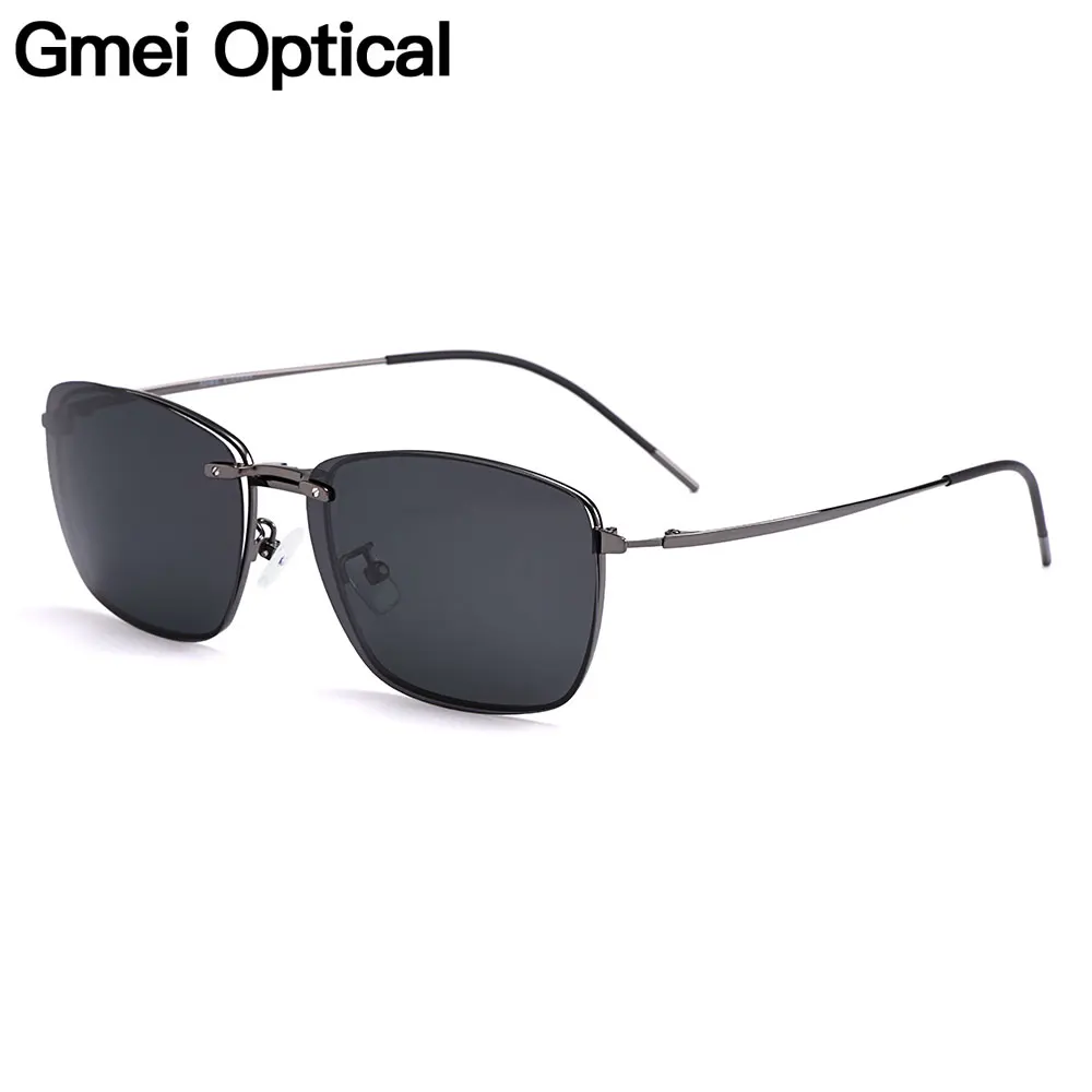 Gmei оптические Мужские квадратные ультралегкие Оправа очков из титанового сплава, поляризованные солнцезащитные очки на застежке, женские оптические очки