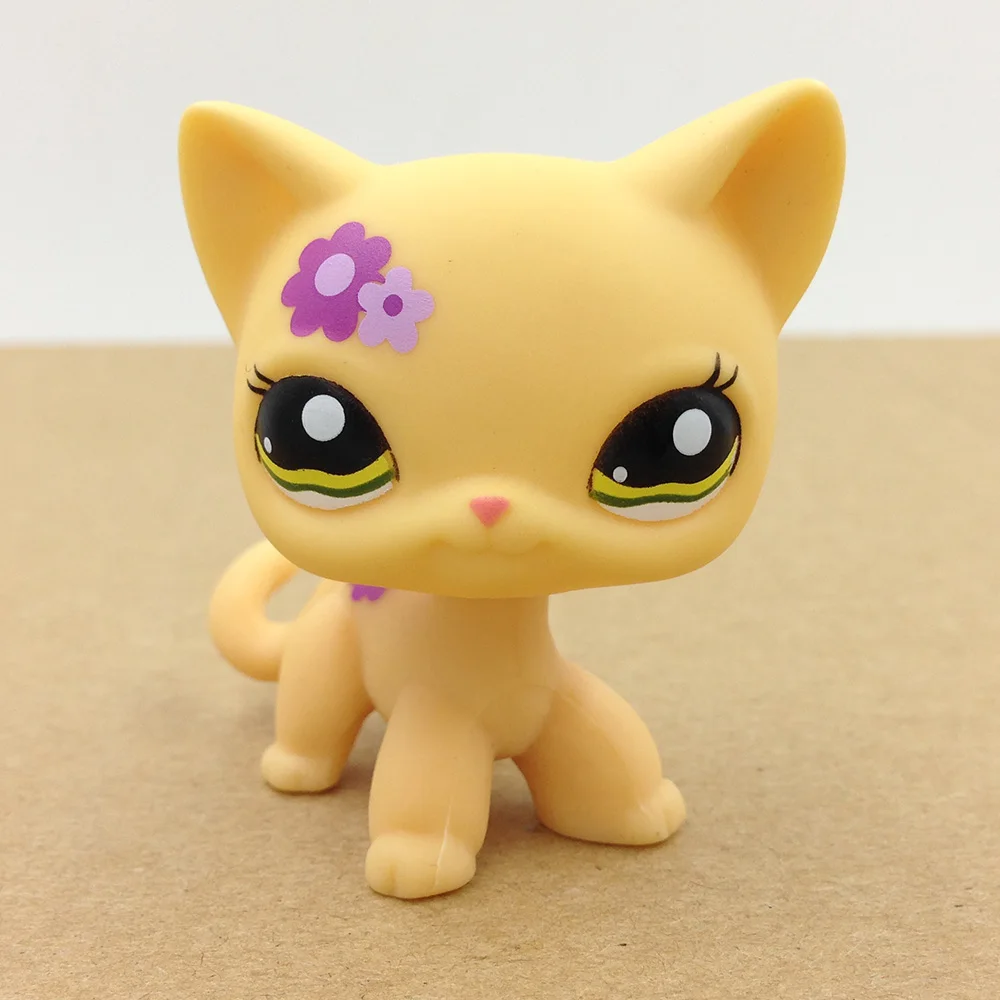 

Pet Shop Purple Flowers PS 1962 Green Eyes Kitten Cream Shorthair Cat Action Figure Kids Toys Gift In a Cute Box