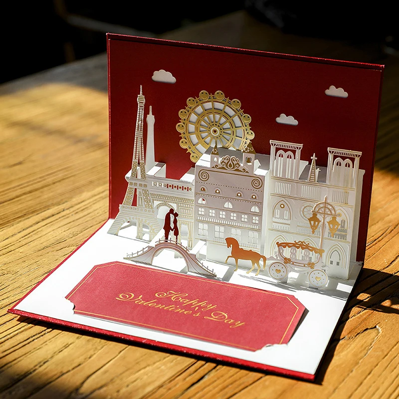  3D Laser Cut High Quality Wedding Church Kiss Lover Paper Invitation Cards Valentine's Day Engageme - 32870332613