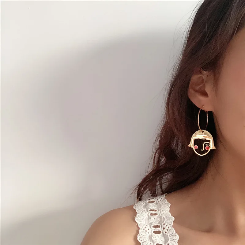 Luxury Women Heart Earrings Lady Crystal Geometric Ear Hoop Jewelry Party Crown 