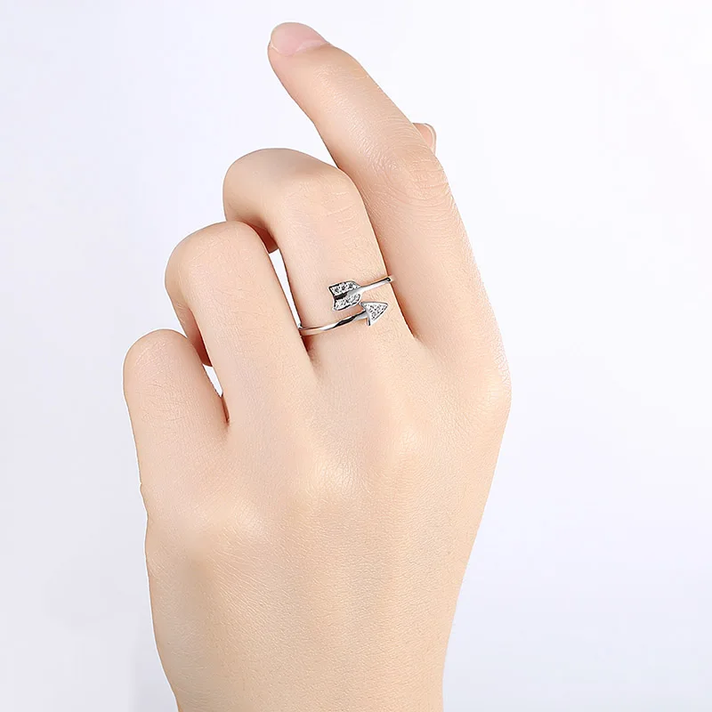 LNRRABC 1PC New Drop Shipping Alloy Arrows Crystal Women Allergy Free Rings Hot Sale Open Sagittarius 3 Colors Adjustable Rings