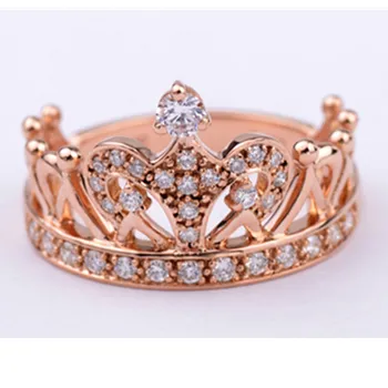 

Memorable Crown Ring Paved Diamond Wedding Ring Solid 925 Sterling Silver Rose Gold Color Wedding Ring