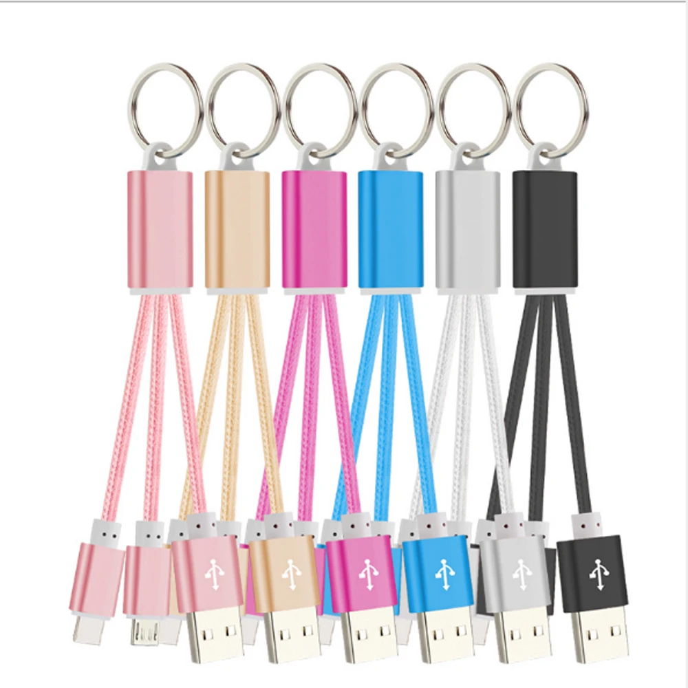 

10 pcs Android 2 in 1 Data Cable Micro USB Keychain Line 20cm Noodle Data Cable for Iph 6 7 8 X XS Mobile Phone Fast Charging