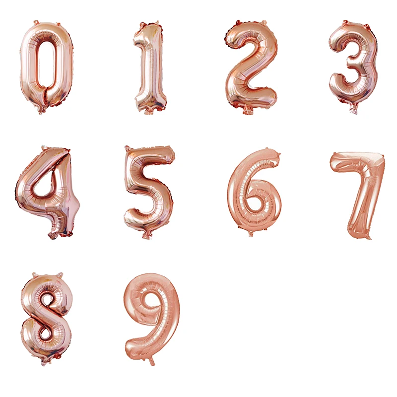 

Lucky 50pcs/lot 16inch Rose Gold Number 0-9 Foil Balloons Aluminum Inflatable Air Balloon Birthday Party Wedding Decoration Toys