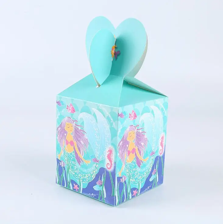 

12Pcs Little Mermaid Gift Boxes Sweet Paper Candy Box Mermaid Birthday Party Decorations Kids Favor Boxes for Wedding