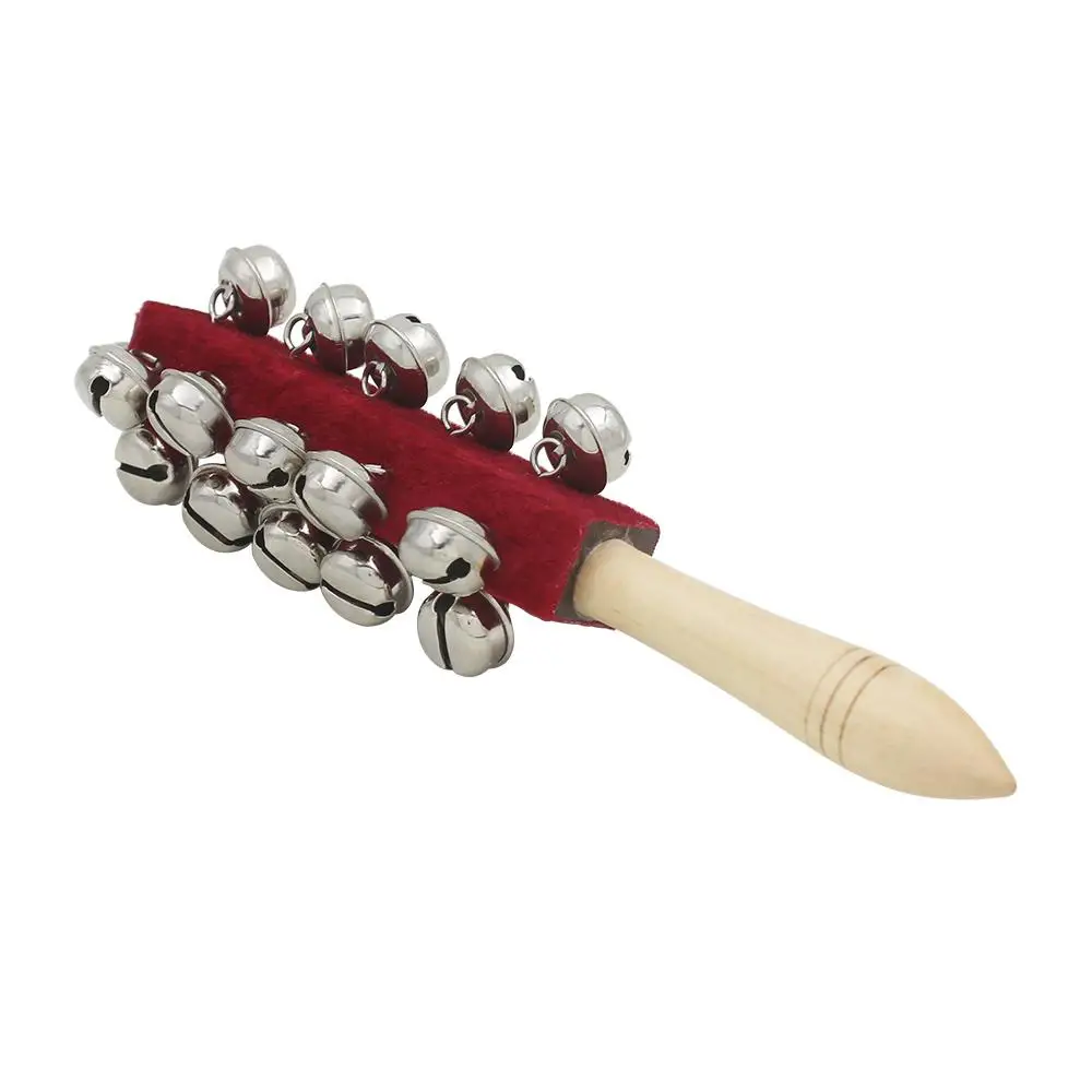None Bell Guiro палка шейкер из натурального дерева 21 колокольчик погремушка ручной Колокольчик ударный шейкер музыкальный инструмент для детей детская игрушка - Цвет: red