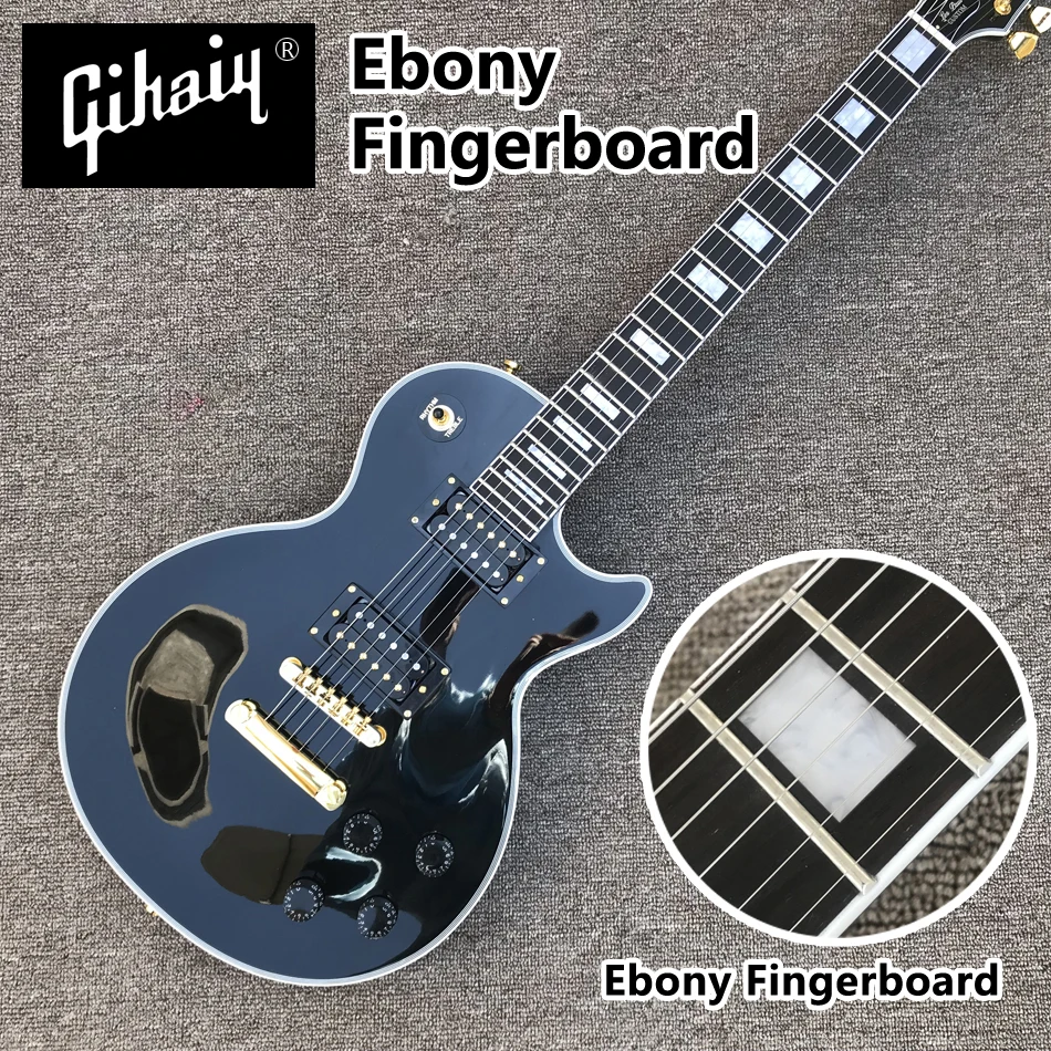 

NEW High quality hand-made electric guitar, black electric guitar with ebony fingerboard, free shipping