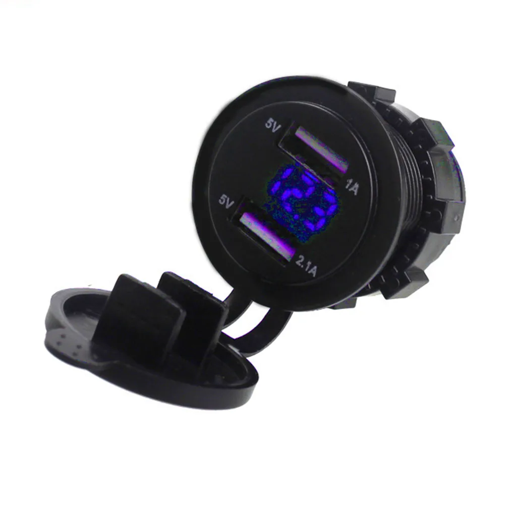 

LED Voltmeter Cigarette Lighter Fast Charging Dual USB Charger Multifuctional Car PC Adapter