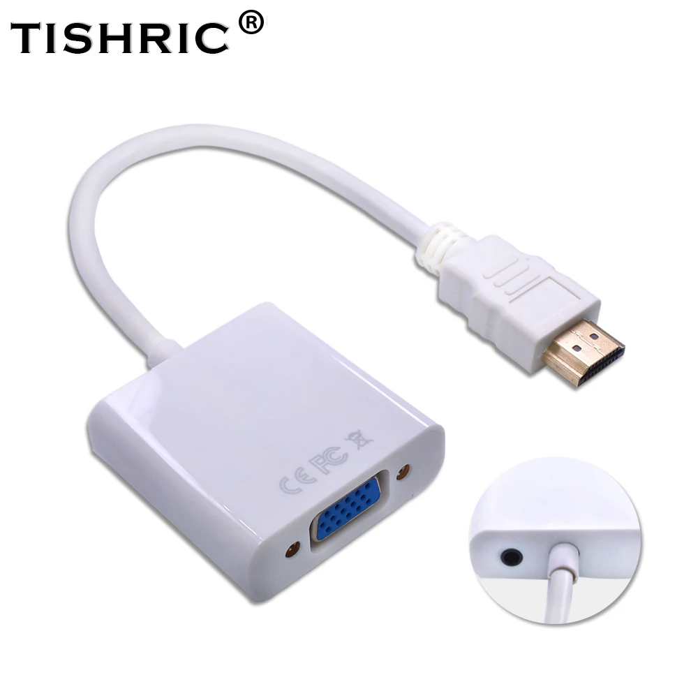 Преобразователь HDMI2VGA TISHRIC 10 шт. 1080P HDMI в VGA со штекером для аудио и видео Цифровой