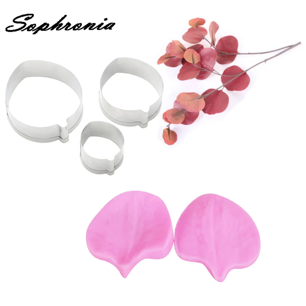

Eucalyptus leaves Petal Veiner Silicone Moulds Cake Decorating ToolStainless Steel Cutter Fondant Gumpaste Mold CS357