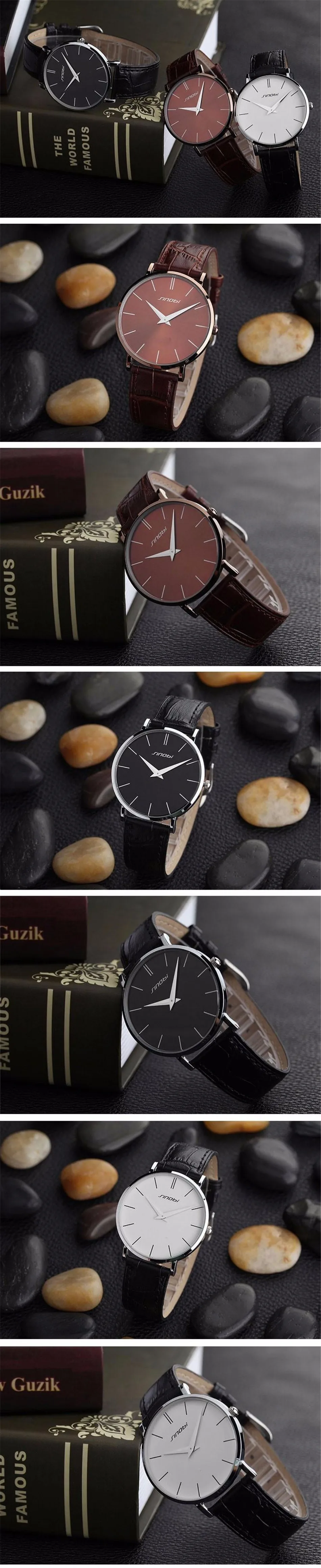 SINOBI супер тонкие кварцевые наручные часы мужские деловые из натуральной кожи повседневные кварцевые часы мужские и женские часы Relojes