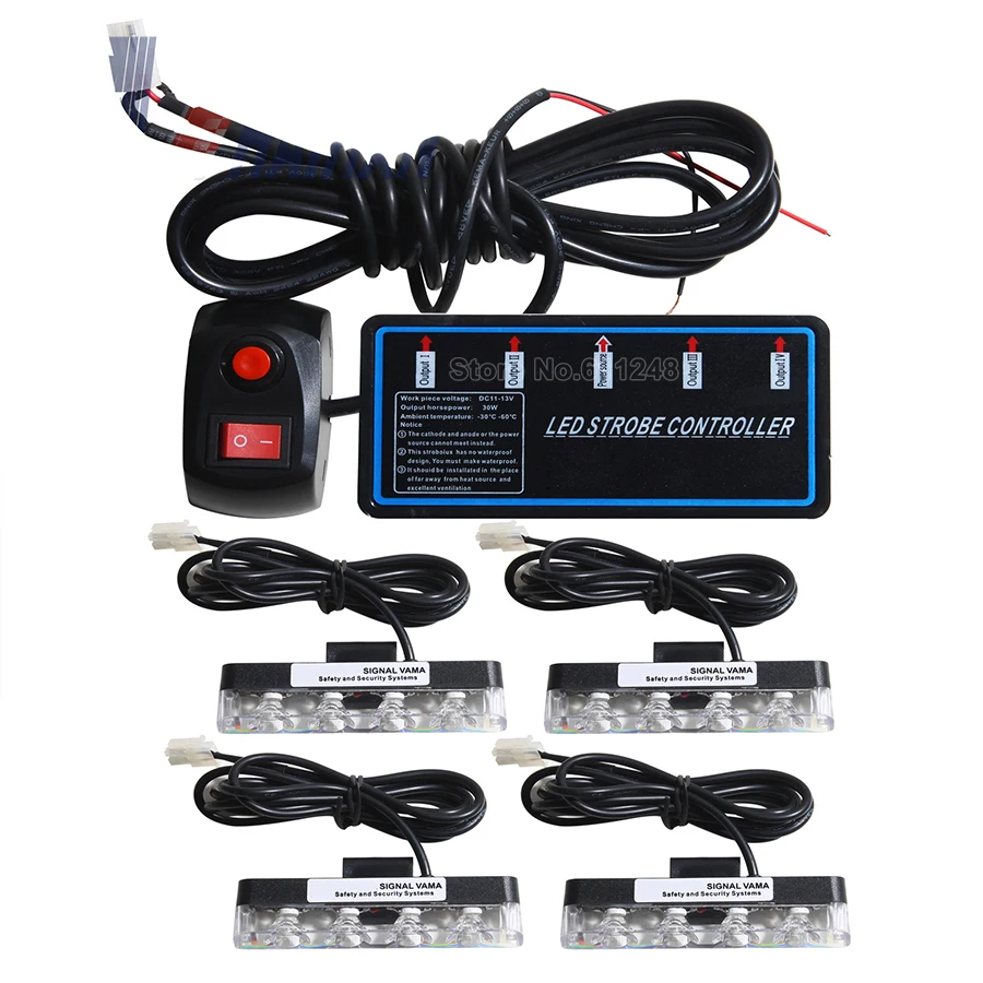 4X4LED ультра тонкий проводной Управление 12V Авто Решетка Strobe Предупреждение