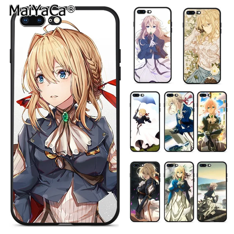 MaiYaCa Violet Evergarden Аниме Цветной рисунок аксессуары для телефонов Чехол для Apple iPhone 8 7 6 6S Plus X 5 5S SE 5C Чехол