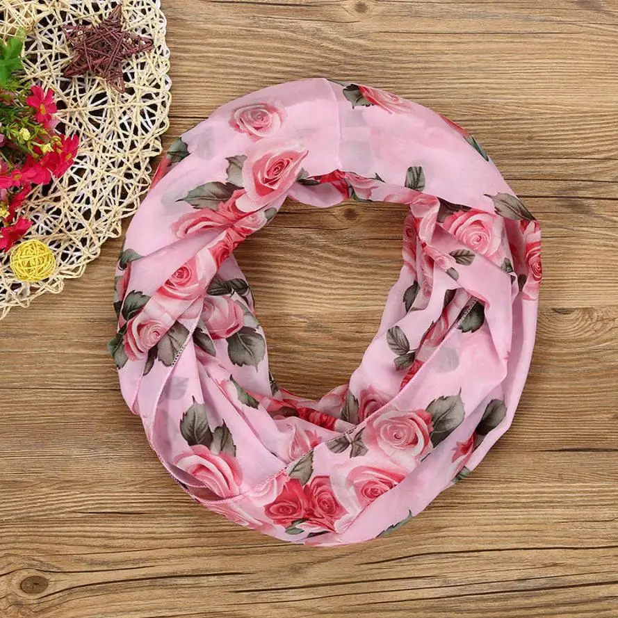 

Fashion Women Rose Flower Soft Double Loop Scarf Wrap Flawless Neckerchief Elastic Foulards Casual Scarves Poncho Stole Wraps