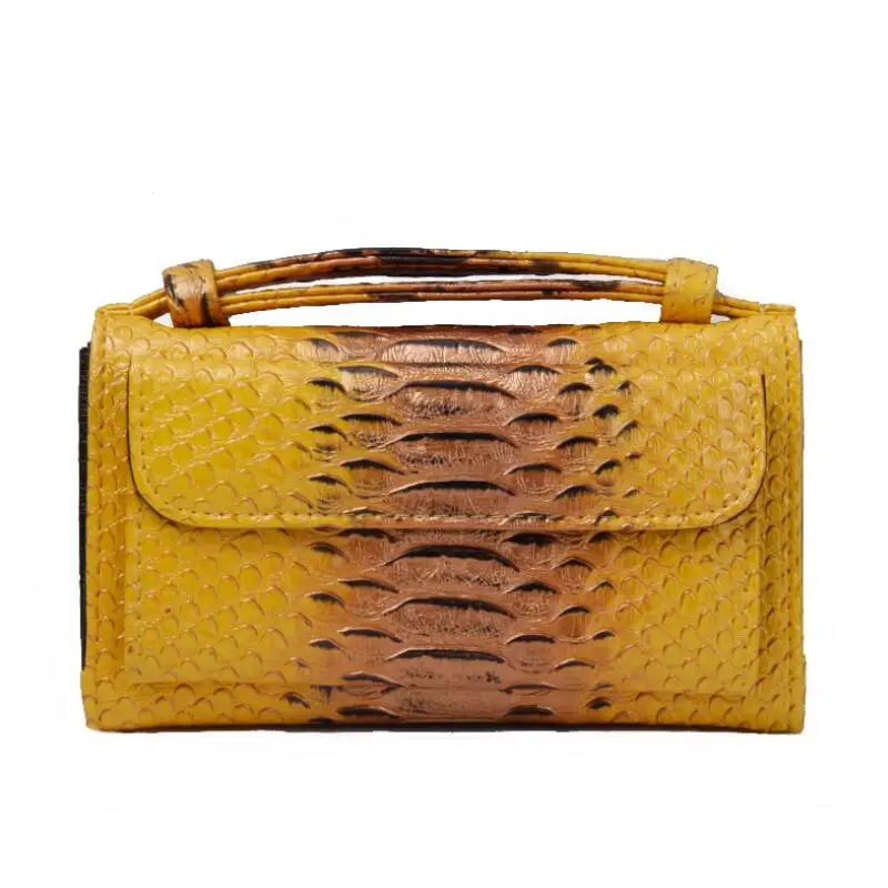 New Style Luxury Handbags For Women Genuine Leather Day Small Clutch One Chain Shoulder Cross-body Bags Crocodile Pattern Purse - Color: Yellow