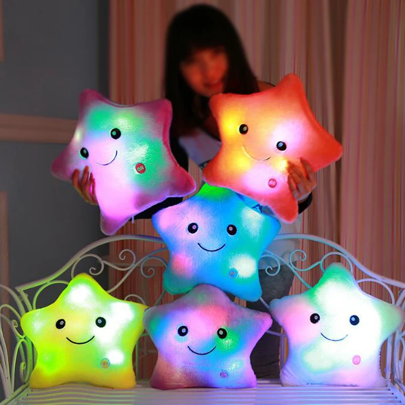 

2018 HOT SALE Colorful Star Luminous Cushion Christmas Gift, Led Light Cushion,plush Cushion, Hot Colorful Stars Birthday Gift