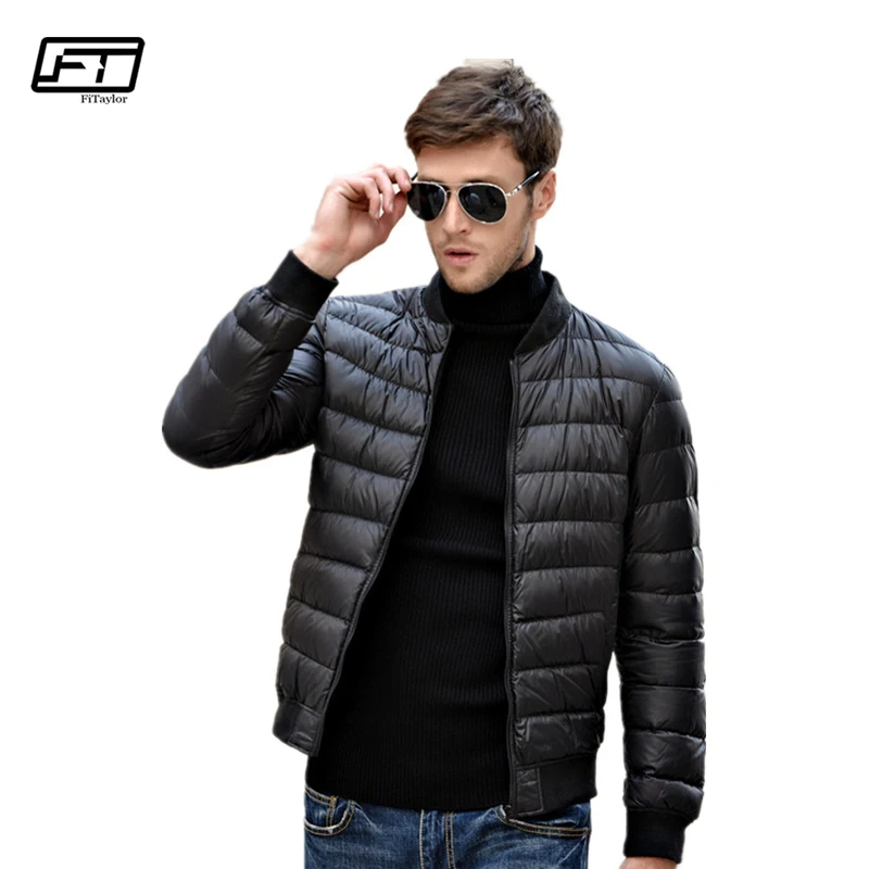 

Fitaylor Winter Men Jacket 90% White Duck Down Ultra Light Thin Jackets O Neck Slim Warm Coat Basic Outwear Windproof Parkas