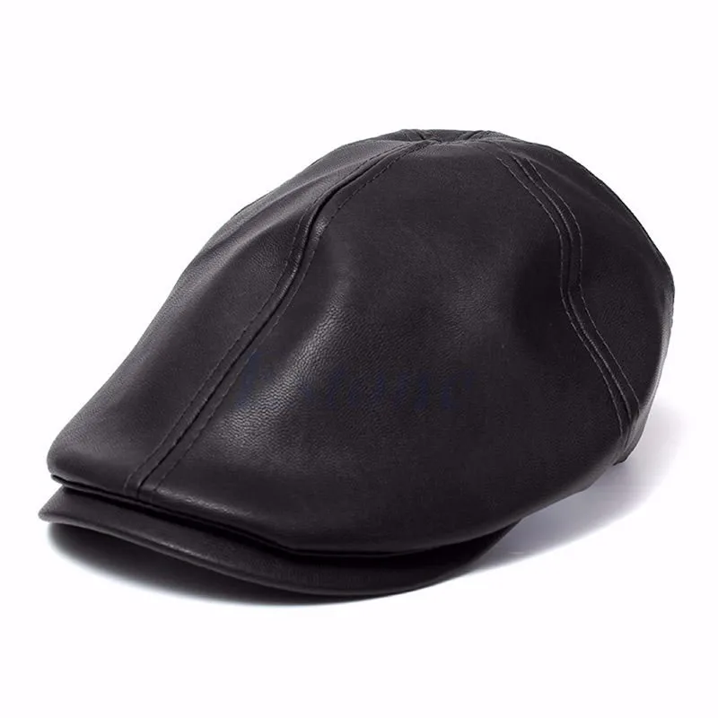 Мужская кепка плюща искусственная кожа баннет газетный берет таксиста в стиле Гэтсби, плоская шляпа F05
