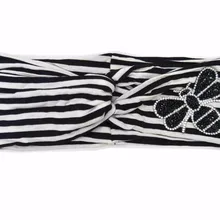 T185021 новейшая хорошая эластичная хлопковая черно-белая полосатая модная привлекательная, с пчелами Очаровательная лента для волос с тюрбаном