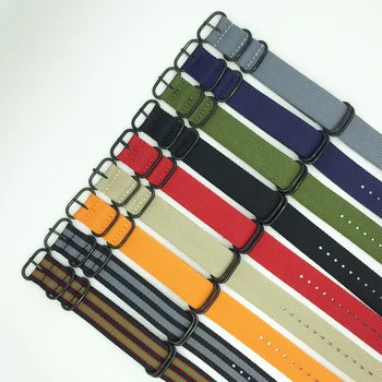 

Wholesale Nylon Watchband NATO ZULU Strap 20mm 22mm 24mm Striped Rainbow Canvas Replacement Watch Band 5 Stainless Steel Rings