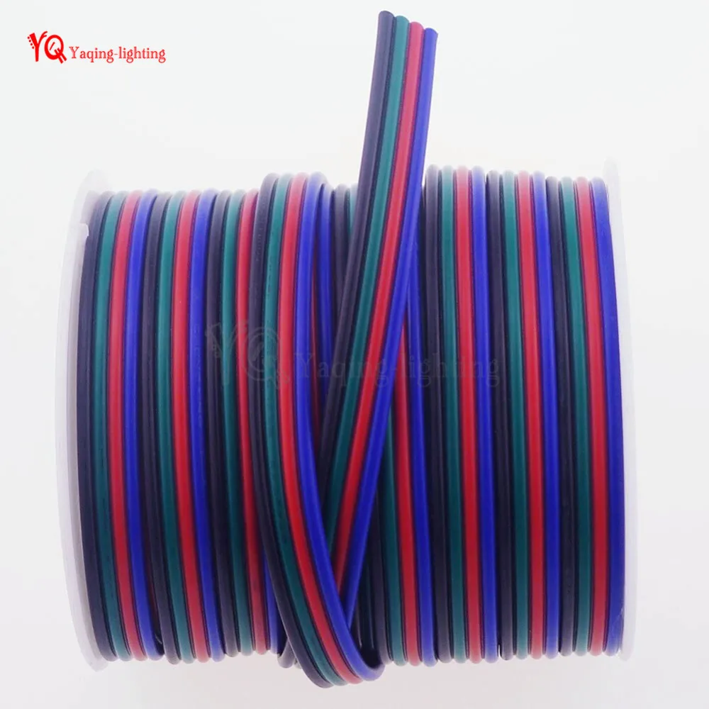 

100M Roll 4 Pin 18AWG LED Connector Extension Cord RGB + Black Wire Cable For RGB SMD 5050 3528 APP102 WS2801 8806 LED Strip
