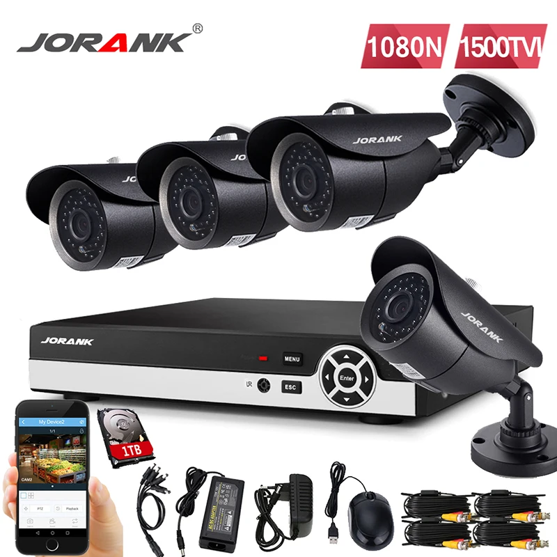 JORANK CCTV 4CH CCTV система 1080 P HDMI видео наблюдения DVR комплект с 4 шт. 1280TVL 720P система камер домашней безопасности