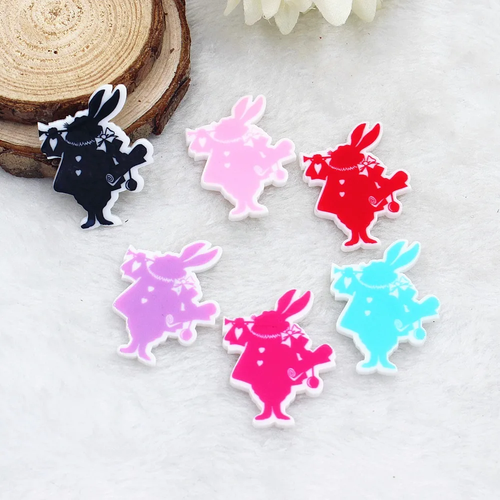 

50pcs/lot DIY resin cabochons accessories planar resin rabbit mix colors DIY resin cabochons accessories