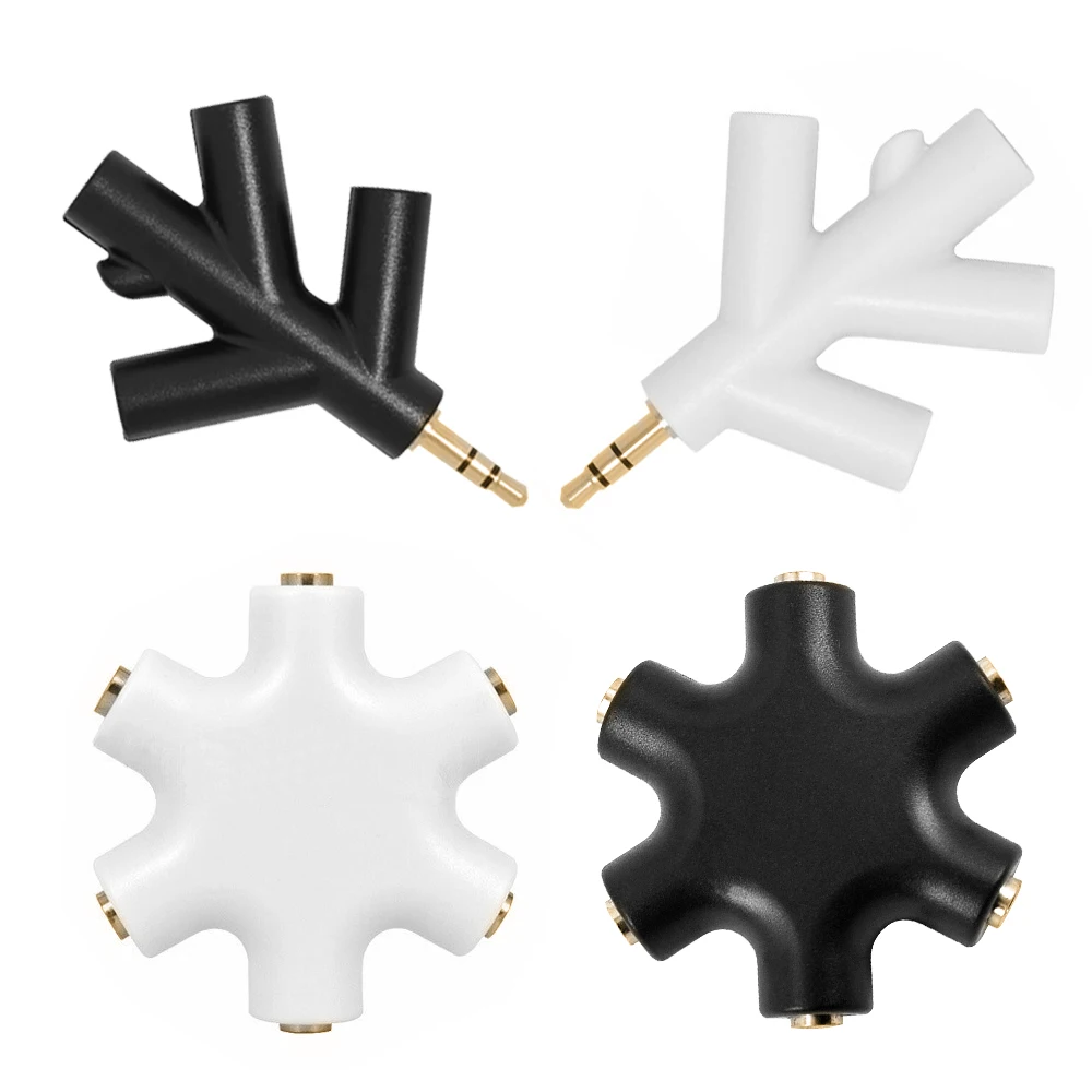 

VirWir 3.5mm Jack Multi Port Hub Aux Adapter Headphone Earphone Splitter Male to Female Audio Cable Adapter Converter