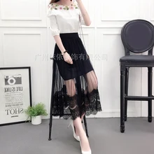 Весна и лето стиль корейский стиль кружевная юбка средней длины юбка плиссированная эластичная юбка с тонкой талией