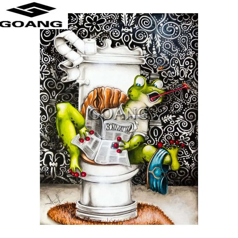 

Diamond Painting cartoon animals cross Stitch Kits Diamond Embroidery 3d wall sticker Diamond Mosaic paintings toilet frog