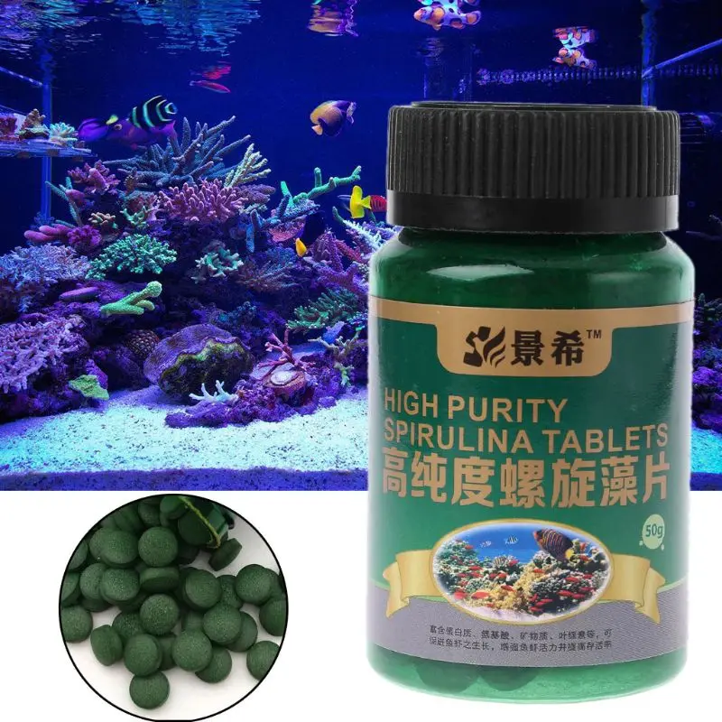 

50g High Purity Spirulina Tablets Fish Shrimp Food for Aquarium Fish Tank Fish Pill Algae Supplies