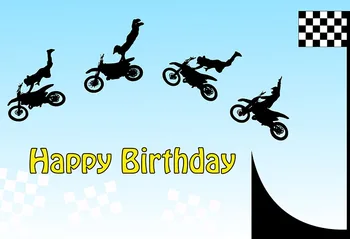 

7x5ft Happy Birthday Motor Motorcycle Racing Game Custom Photo Studio Background Backdrop Vinyl 220cm x 150cm