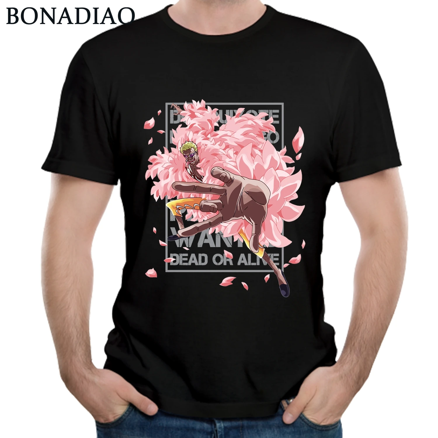 Una pieza camisetas increíble Don Quijote Doflamingo T camisa moda japonesa Anime Luffy hombre algodón Camiseta Una pieza camisetas increíble Don Quijote Doflamingo T camisa moda japonesa Anime Luffy hombre algodón Camiseta