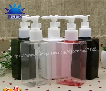 

150ml pretty colors square PET bottle with white plastic pump.lotion/hand wash/Shampoo/moisturizer/facial water PET bottle