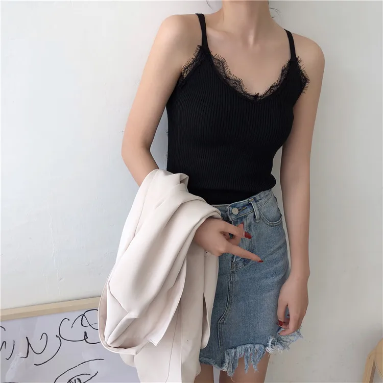 

Crop Top Sexy Slim Tank Top Women Lace Sleeveless Crop Top Halter Bustier Summer Crop Tops Women Underwear Women Streetwear