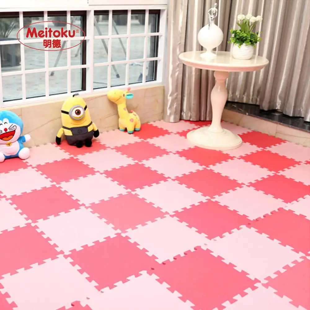 Meitoku детский игровой коврик, EVA пены детский "s ковер, блокировка упражнений ползать плитки, пол головоломки ковер для детей, каждый 32x32 см - Цвет: Pink and Red