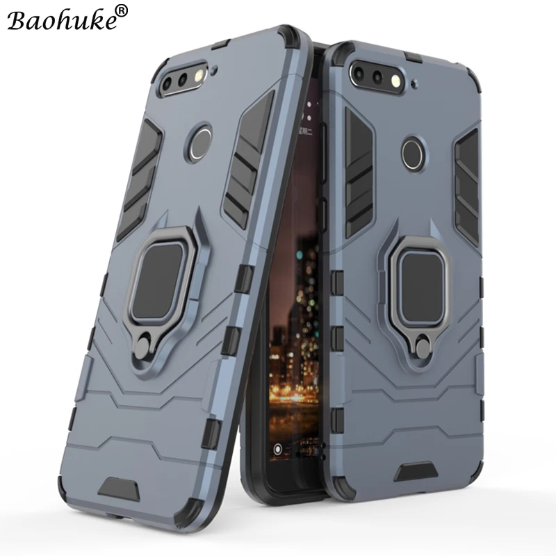 

Luxury Phone Case For Huawei Y6 Prime 2018 Silicon Case Shockproof Back Cover For Huawei Y6 Prime 2018 TPU Armor Ring Stand Case