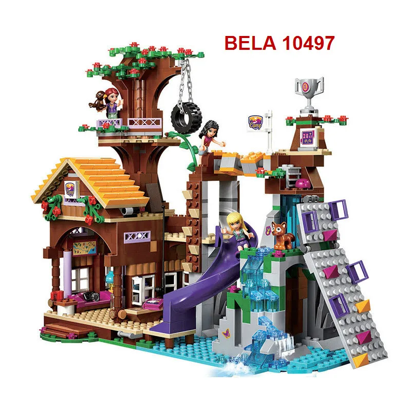 

BELA 10497 Building Bricks Compatible with Lego Friends Blocks Adventure Camp Tree House 41122 Emma Mia Figure Toy For Children