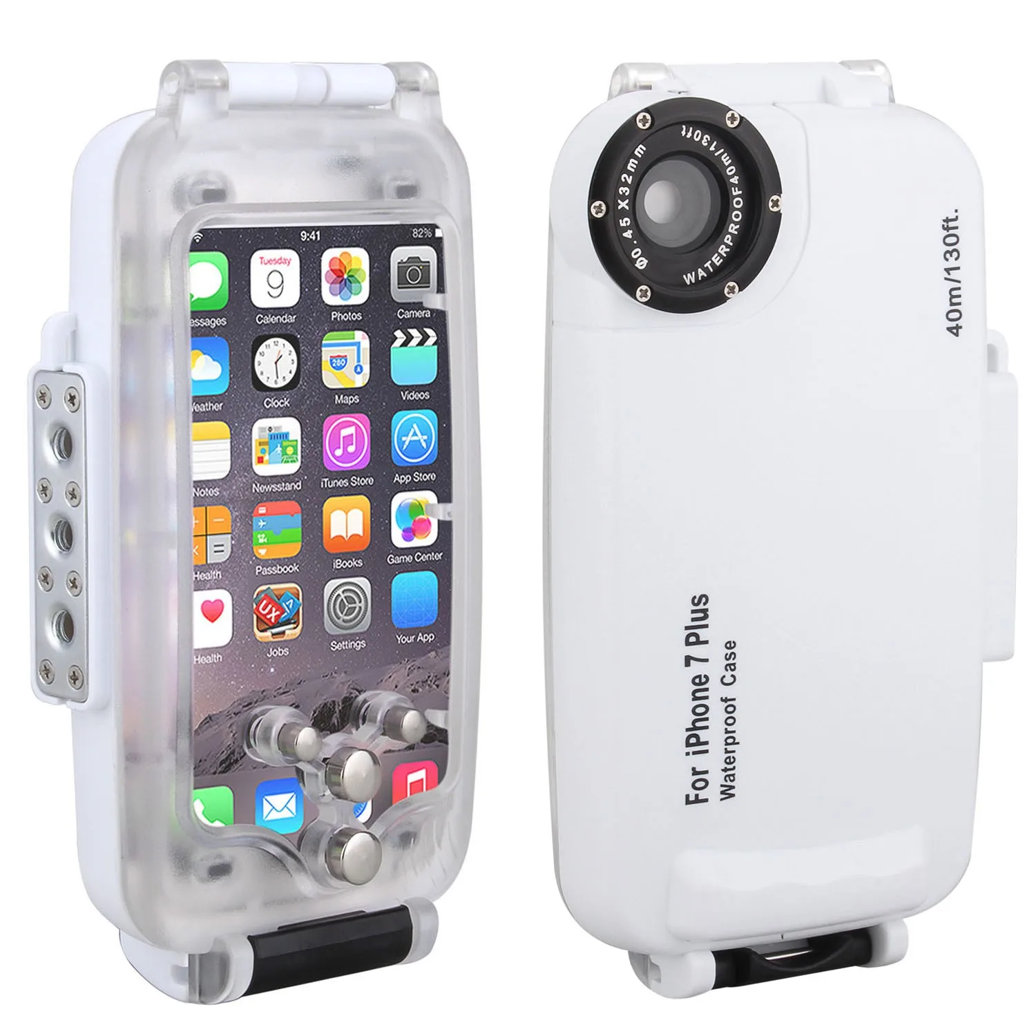 Meikon EasyDive 40m/130ft Waterproof Underwater Diving Housing Case for iPhone 7 Plus Photo Shooting - White Black | Электроника