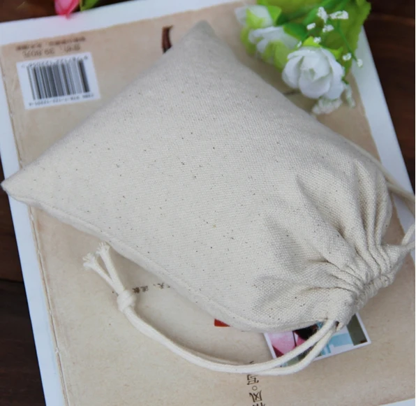 High quality cotton canvas customized small drawstring bag jewelry bag