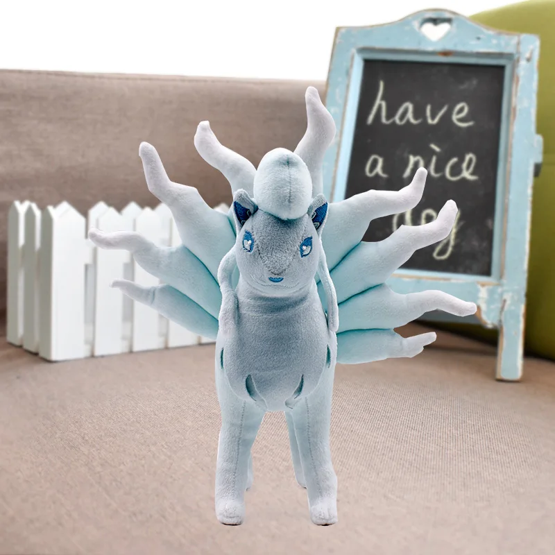 

23cm Kawaii Ninetales Ice Ninetales Cartoon Anime Plush Toy Peluche Soft Stuffed Doll Baby Toy For Children Gift Free Shipping