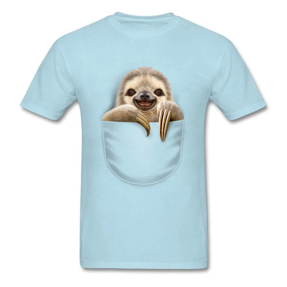 POCKET SLOTH 2018 Mens Tshirts Crewneck Short Sleeve Cotton T Shirt Classic T Shirt Top Quality POCKET SLOTH light