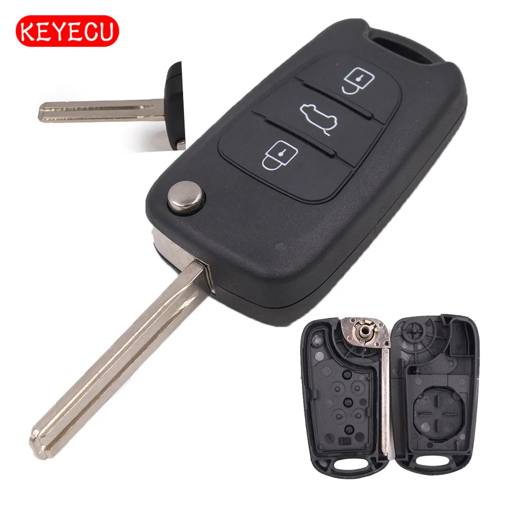 

Keyecu Folding Remote Control Key Shell Case Fob 3 Button for Kia Picanto Ceed Pro Sportage Rio Uncut Blade