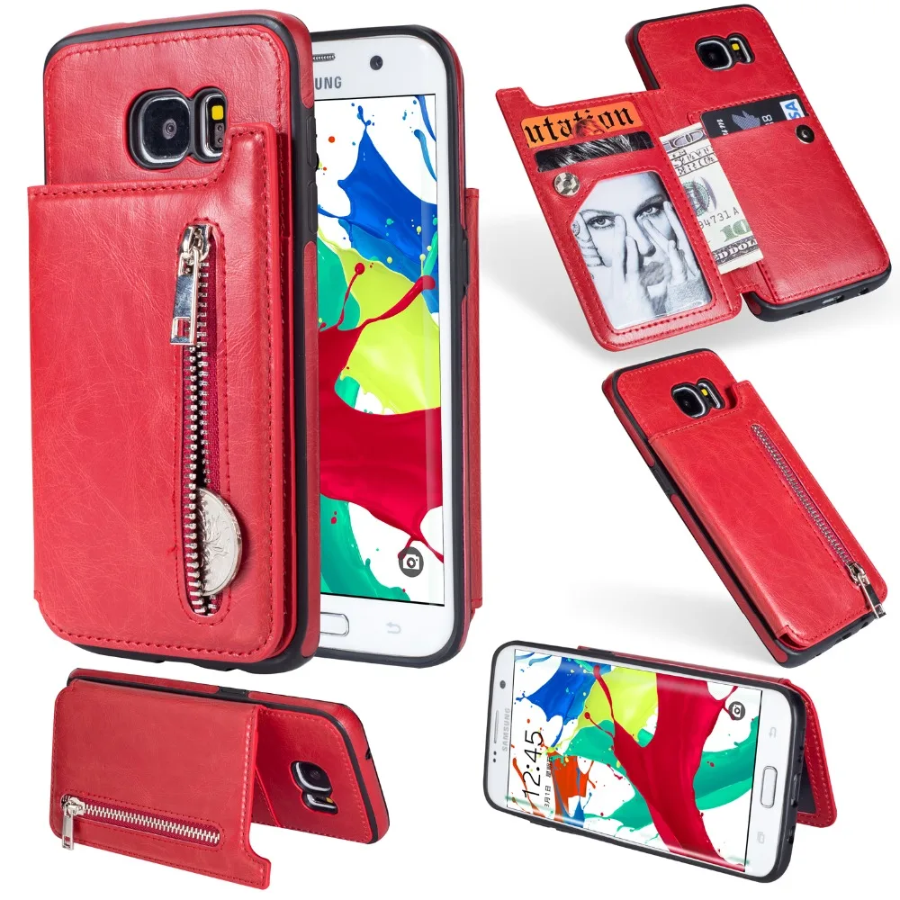 

Crazy Horse Zipper Flip Card Slot Wallet Cover Case For SAMSUNG Galaxy S8 S9 S10 Plus J3 J5 J7 A6 A7 Note 8 9 Leather Coin Purse