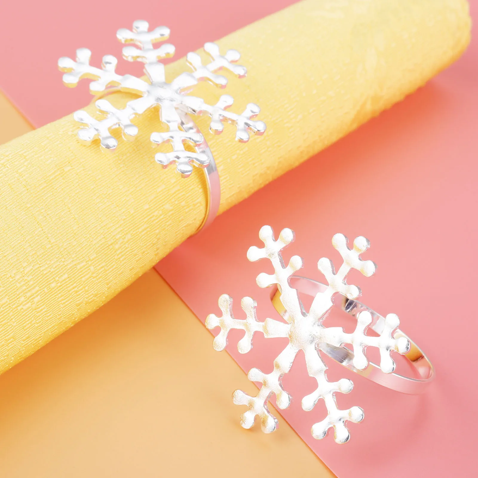 6 снежинки рождественское кольцо для салфеток рот ткань кольцо для салфеток с пряжкой отель качели наборы рождественские украшения